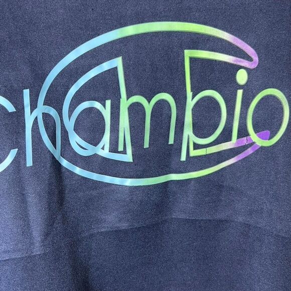 Champion Navy Blue Neon Outline Logo Crewneck (Size M) - Picture 4 of 7